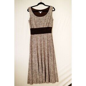 Dress Barn 10 brown abstract floral sleeveless dress maxi